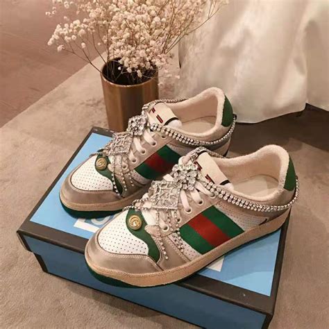 women's gucci screener sneakers|gucci screener sneakers with crystals.